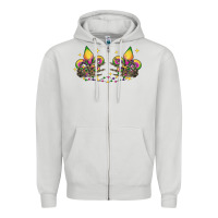 Dove Grey skeleton hands mardi gras Zipper Hoodie - CowGirlArtShop