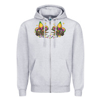 Heather Grey skeleton hands mardi gras Zipper Hoodie - CowGirlArtShop