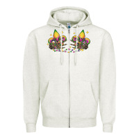 Oatmeal Heather skeleton hands mardi gras Zipper Hoodie - CowGirlArtShop