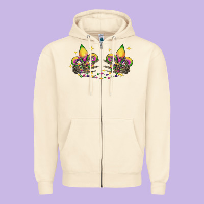 Skeleton Hands Mardi Gras Zipper Hoodie Designed By Cowgirlartshop