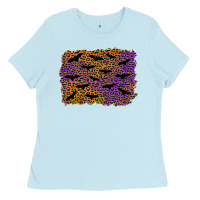 Baby Blue halloween leopard bat background Ladies Tee - AdoDesignShop