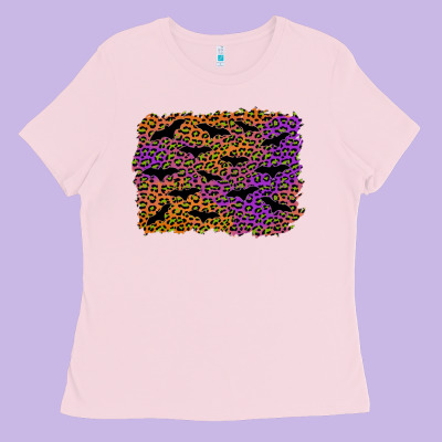 Halloween Leopard Bat Background Ladies Tee Designed By Adodesignshop