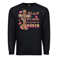 Black Blessed women are born in March Premium Sweatshirt - FaDigitalArtStudio