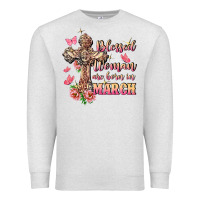 Oatmeal Heather Blessed women are born in March Premium Sweatshirt - FaDigitalArtStudio