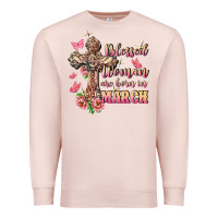 Pale Pink Blessed women are born in March Premium Sweatshirt - FaDigitalArtStudio