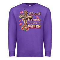Purple Blessed women are born in March Premium Sweatshirt - FaDigitalArtStudio