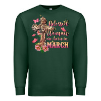 Sports Green Blessed women are born in March Premium Sweatshirt - FaDigitalArtStudio