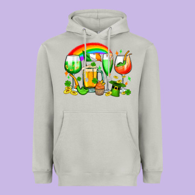 Wine Glasses St. Patricks Heavyweight Hoodie Designed By Oliviacreatesart