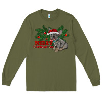 Army Green merry christmas french bulldog Long Sleeve Tee - RanaPortraitStore