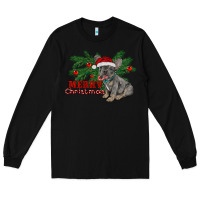Black merry christmas french bulldog Long Sleeve Tee - RanaPortraitStore