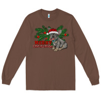 Chestnut merry christmas french bulldog Long Sleeve Tee - RanaPortraitStore