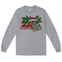 Heather Grey merry christmas french bulldog Long Sleeve Tee - RanaPortraitStore