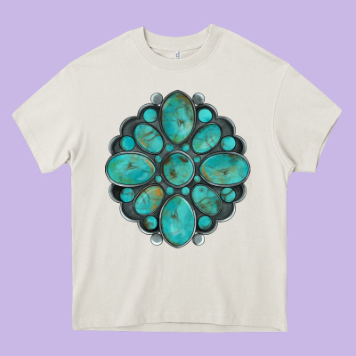 Turquoise Gemstone Heavy Core Tee Designed By Artiststas