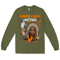 Army Green every child matters child and wolf Long Sleeve Tee - BarkalooDesign