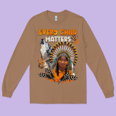 Every Child Matters Child And Wolf Long Sleeve Tee Designed By Barkaloodesign