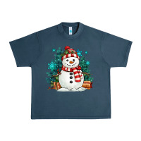 Midnight Navy christmas snowman Urban Heavy Tee - MaliasSmallBusiness