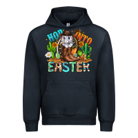 Navy Hop Into Easter Bunny Western Urban Hoodie - CowhideDigitalArt