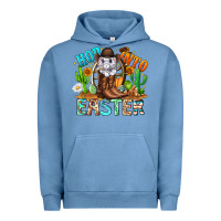 Pigment Pebble Blue Hop Into Easter Bunny Western Urban Hoodie - CowhideDigitalArt