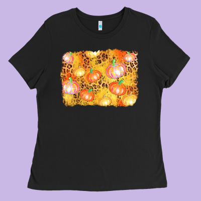 Fall Pumpkin Background Ladies Tee Designed By Adodesignshop