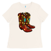 Bone Western Christmas Boots Ladies Tee - RanaPortraitStore