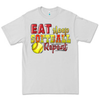 Dove Grey Eat Sleep Softball Repeat Premium Tee - LillyAllenDesigns