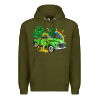 Army Green western truck St. Patrick's Day Premium Hoodie - HowdyJamesFarm
