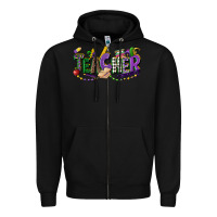 Black teacher mardi gras Zipper Hoodie - CowGirlArtShop
