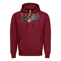 Burgundy teacher mardi gras Zipper Hoodie - CowGirlArtShop