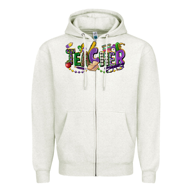 Teacher Mardi Gras Zipper Hoodie by CowGirlArtShop | Teevron