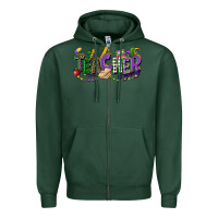 Sports Green teacher mardi gras Zipper Hoodie - CowGirlArtShop