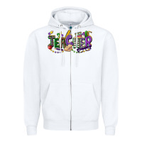 White teacher mardi gras Zipper Hoodie - CowGirlArtShop