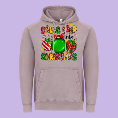 Balls Deep Into Christmas Vintage Hoodie Designed By Maliassmallbusiness