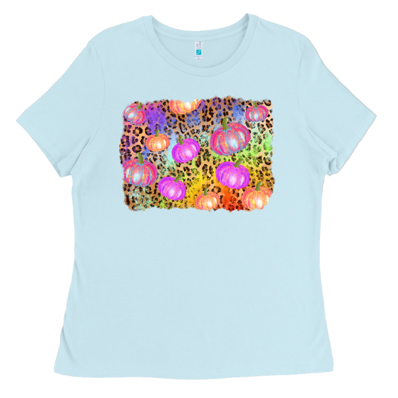 Colourful Pumpkin Background Ladies Tee by AdoDesignShop | Teevron