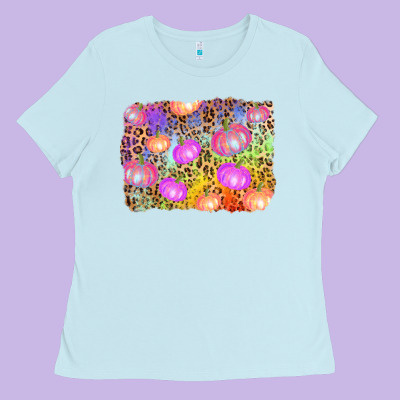 Colourful Pumpkin Background Ladies Tee Designed By Adodesignshop