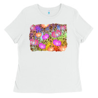 White colourful pumpkin background Ladies Tee - AdoDesignShop