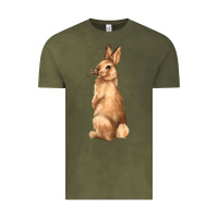 Vintage Olive Bunny Vintage Tee - NancyCooperArtShop