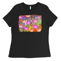 Black colourful pumpkin background Ladies Tee - AdoDesignShop