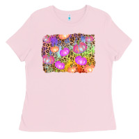 Bubblegum Pink colourful pumpkin background Ladies Tee - AdoDesignShop