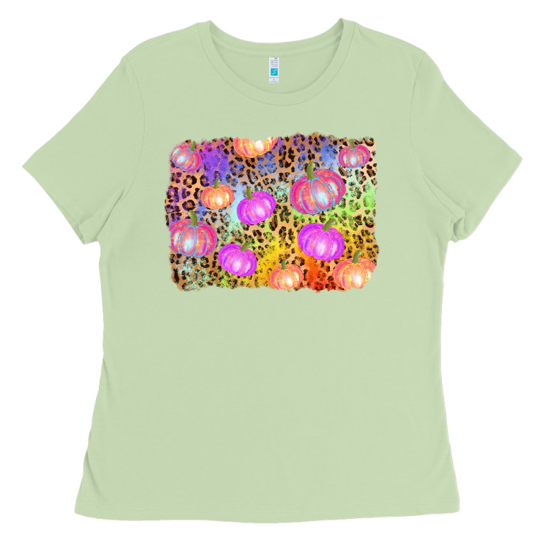 Colourful Pumpkin Background Ladies Tee by AdoDesignShop | Teevron