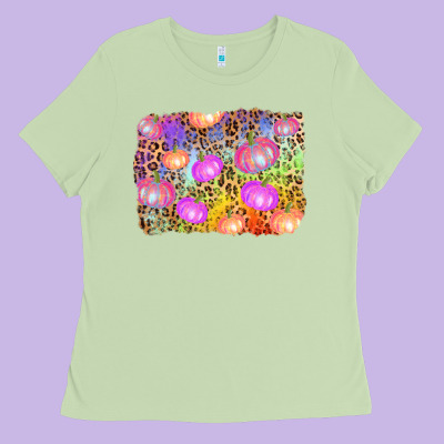 Colourful Pumpkin Background Ladies Tee Designed By Adodesignshop