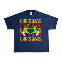 Navy christmas grinch heart hands Urban Heavy Tee - MaliasSmallBusiness