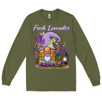 Army Green fresh lavender gnome Long Sleeve Tee - BarkalooDesign
