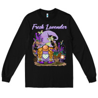 Black fresh lavender gnome Long Sleeve Tee - BarkalooDesign