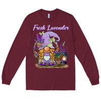 Burgundy fresh lavender gnome Long Sleeve Tee - BarkalooDesign