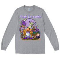 Heather Grey fresh lavender gnome Long Sleeve Tee - BarkalooDesign