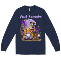 Navy fresh lavender gnome Long Sleeve Tee - BarkalooDesign