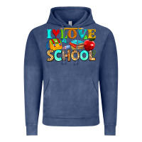 Vintage Denim i love school Vintage Hoodie - NancyCooperArtShop