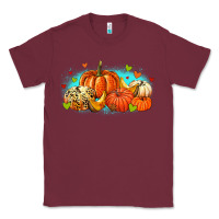 Burgundy thankful pumpkins Classic Tee - MaliasSmallBusiness
