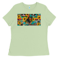 Matcha western coop animals rooster sunflowers cowhide wooden serape glitter Ladies Tee - Artiststas