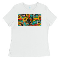 White western coop animals rooster sunflowers cowhide wooden serape glitter Ladies Tee - Artiststas